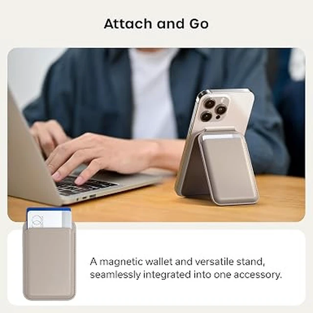 Alt view image 2 of 6 - Satechi MagSafe Wallet Stand, Card Holder, NFC Pass-Through
Double-flap design, adjustable phone attachment, fits iPhone 12-18 Taupe