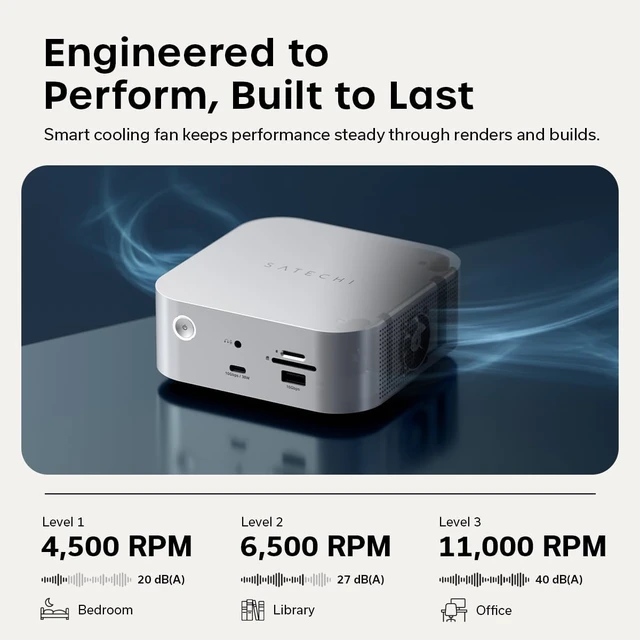 Alt view image 5 of 7 - Satechi Thunderbolt 5 CubeDock with Built-in NVMe SSD Enclosure, Silver
USB-C Docking Station, 80/120Gbps USB4 v2, 140W Charging, Up to 8K Display, 2.5GbE, 10Gbps Type-A/C, Active Cooling