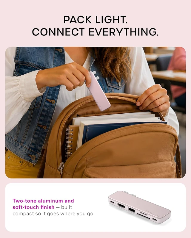 Alt view image 5 of 7 - Satechi 6-in-2 USB-C Snap Hub, 4K/60Hz HDMI, for MacBook Neo, Citrus
USB hub, 45W PD pass-through charging, SD & microSD card readers, 5 Gbps Type-A/Type-C data, for MacBook Neo Blush