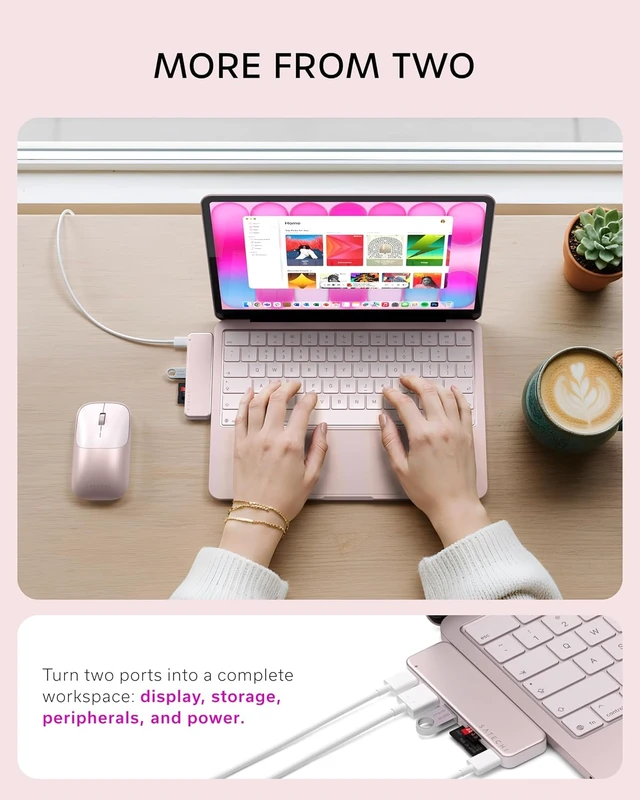 Alt view image 3 of 7 - Satechi 6-in-2 USB-C Snap Hub, 4K/60Hz HDMI, for MacBook Neo, Citrus
USB hub, 45W PD pass-through charging, SD & microSD card readers, 5 Gbps Type-A/Type-C data, for MacBook Neo Blush