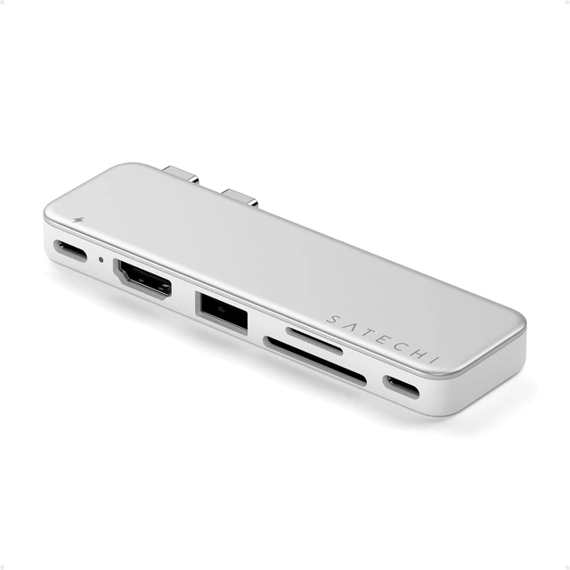 Main image of Satechi 6-in-2 USB-C Snap Hub, 4K/60Hz HDMI, for MacBook Neo, Citrus
USB hub, 45W PD pass-through charging, SD & microSD card readers, 5 Gbps Type-A/Type-C data, for MacBook Neo Silver