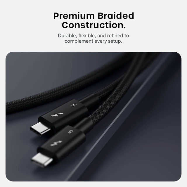 Alt view image 7 of 7 - Satechi Certified Thunderbolt 5 Cable, 240W PD Charging, 120Gb/s Data
120 Gb/s data, dual 8K/60Hz, triple 4K/144Hz, braided design, fits iPhone 18, MacBook Air/Pro/Neo