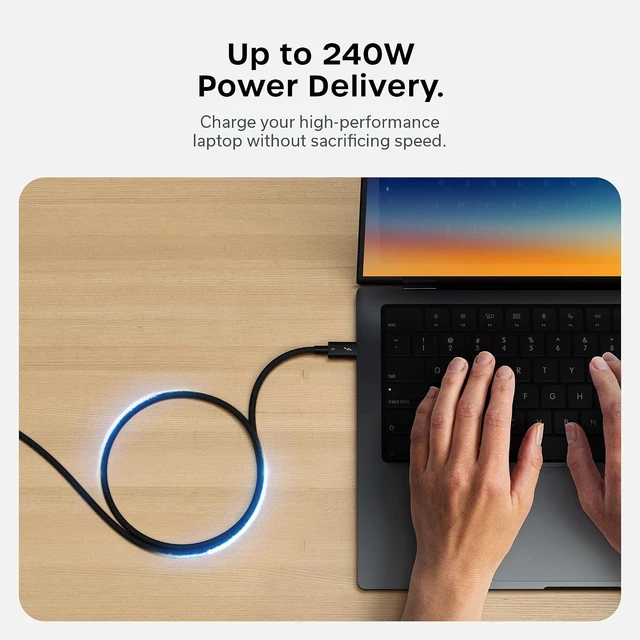Alt view image 3 of 7 - Satechi Certified Thunderbolt 5 Cable, 240W PD Charging, 120Gb/s Data
120 Gb/s data, dual 8K/60Hz, triple 4K/144Hz, braided design, fits iPhone 18, MacBook Air/Pro/Neo