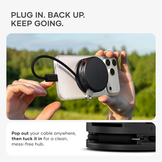 Alt view image 4 of 7 - Satechi OntheGo 7-in-1 USB-C Hub, 4K/60Hz HDMI, 100W PD, Space Black
100W PD, gigabit Ethernet, dual 5 Gbps Type-A ports, SD/microSD reader, coiled cable, fits Mac & Windows