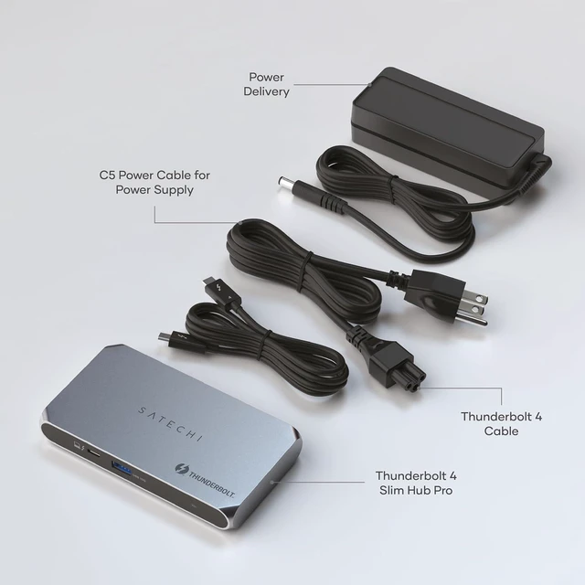 Alt view image 7 of 7 - Satechi Thunderbolt 4 Slim Hub Pro, Docking Station, 100W USB-C Charging
Single 8K or dual 4K display, 4 Thunderbolt ports, USB 3.2 Gen2, for Mac, Windows, MacBook Air/Pro, Dell, Surface, Lenovo