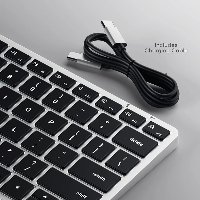 Alt view image 2 of 7 - Satechi Slim X1 Bluetooth Backlit Keyboard, Multi-Device Sync, Space Gray
Illuminated keys, for MacBook, iPad, iPad mini, Mac mini, iMac X1 Silver