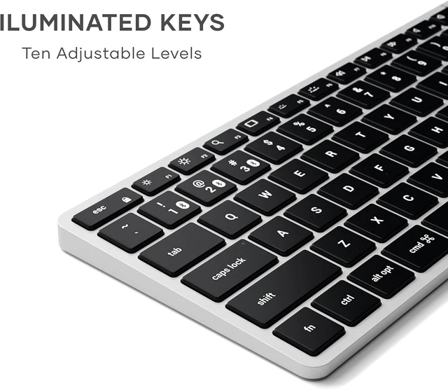 Alt view image 7 of 7 - Satechi Slim X1 Bluetooth Backlit Keyboard, Multi-Device Sync, Space Gray
Illuminated keys, for MacBook, iPad, iPad mini, Mac mini, iMac X1 Silver