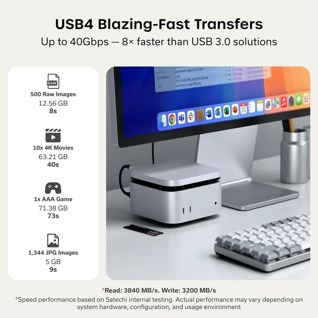 Alt view image 7 of 7 - Satechi USB4 Slim NVMe SSD Enclosure, 40Gbps Data Transfer
Up to 8TB capacity, fits 2280/2260/2242/2230mm sizes, Thunderbolt 5/4 compatible, for Mac mini M4 (drive not included)