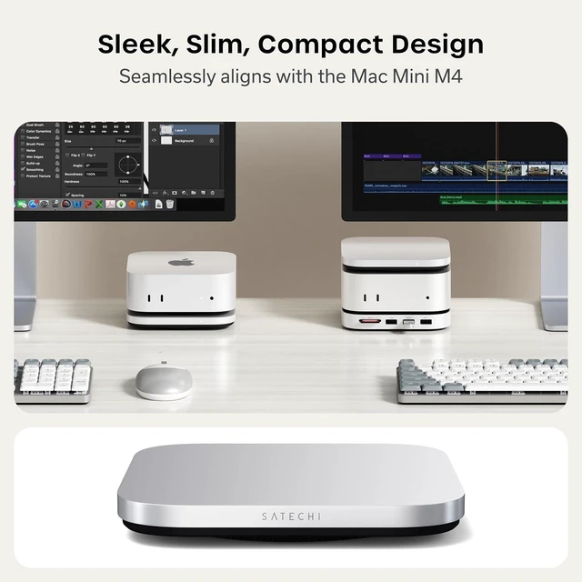 Alt view image 3 of 7 - Satechi USB4 Slim NVMe SSD Enclosure, 40Gbps Data Transfer
Up to 8TB capacity, fits 2280/2260/2242/2230mm sizes, Thunderbolt 5/4 compatible, for Mac mini M4 (drive not included)