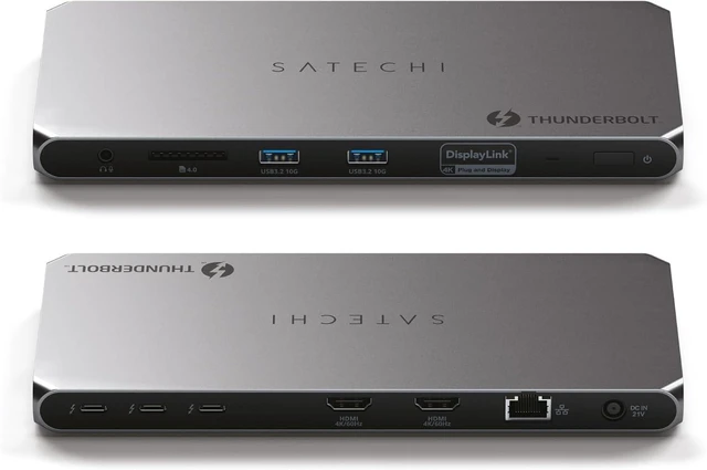 Main image of Satechi Thunderbolt 4 Docking Station, 2X 4K/60Hz HDMI Displays
100W charging, 40 Gbps data transfer, 2 USB-A 3.2 ports, Ethernet, for MacBook Air/Pro M5, Mac, Windows, DisplayLink required
