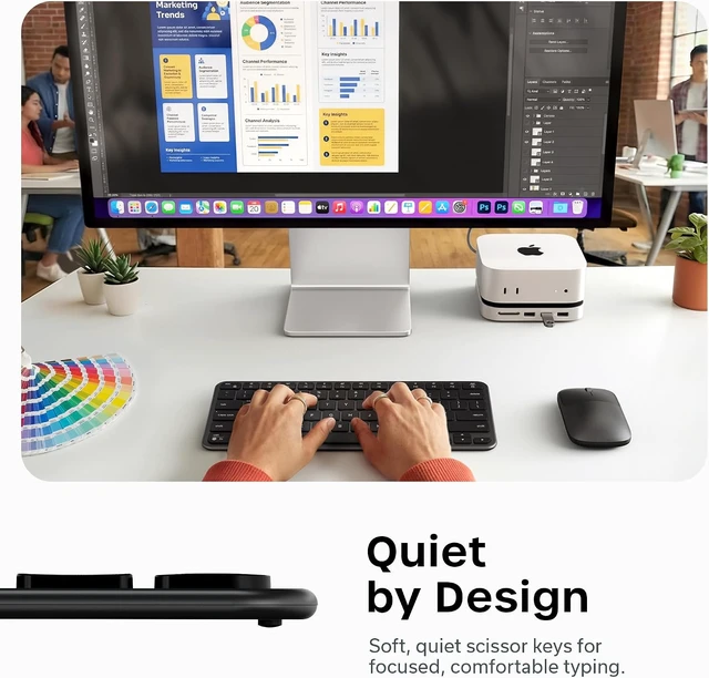 Alt view image 5 of 7 - Satechi Slim EX1 Wireless Keyboard, 4-in-1 Connectivity, Space Black
3 Bluetooth plus 2.4 GHz, instant OS remap, rechargeable battery, for Mac, Windows, Android