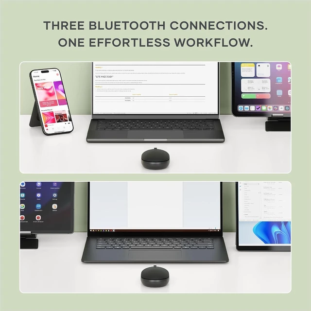 Alt view image 7 of 7 - Satechi OntheGo Bluetooth Mouse, Connect Up to 3 Devices, for Laptop, Black
USB-C rechargeable battery, compact & portable, for laptop, computer, tablet