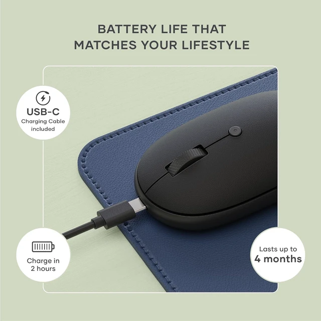 Alt view image 4 of 7 - Satechi OntheGo Bluetooth Mouse, Connect Up to 3 Devices, for Laptop, Black
USB-C rechargeable battery, compact & portable, for laptop, computer, tablet