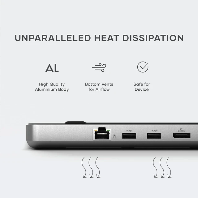 Alt view image 3 of 7 - Satechi Dual Docking Station & Stand, 2X 4K HDMI, 75W PD Charging, Ethernet
DisplayPort output, 75W PD charging, 2 USB-C and 2 USB-A data, Ethernet, SATA/NVMe SSD enclosure, for MacBook, Windows