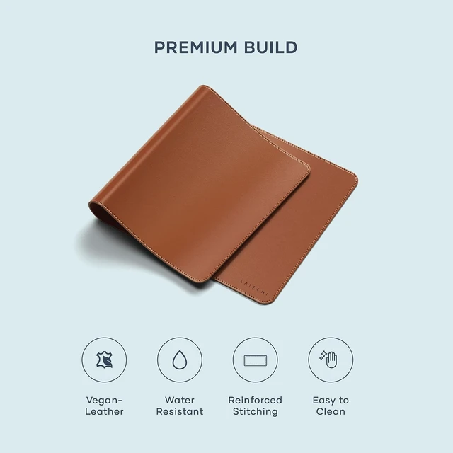 Alt view image 5 of 7 - Satechi Vegan-Leather Desk Mat, Scratch and Water Resistant, Brown
Large Mouse Pad, Ergonomic, Easy to Clean, 26.8 x 12.4 x 0.1 inches, for Office and Home