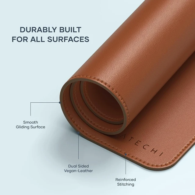 Alt view image 2 of 7 - Satechi Vegan-Leather Desk Mat, Scratch and Water Resistant, Brown
Large Mouse Pad, Ergonomic, Easy to Clean, 26.8 x 12.4 x 0.1 inches, for Office and Home
