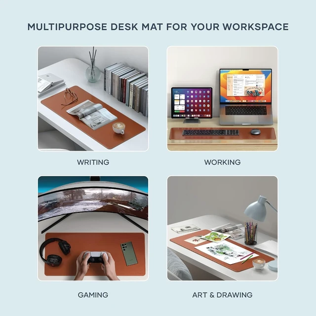 Alt view image 3 of 7 - Satechi Vegan-Leather Desk Mat, Scratch and Water Resistant, Brown
Large Mouse Pad, Ergonomic, Easy to Clean, 26.8 x 12.4 x 0.1 inches, for Office and Home
