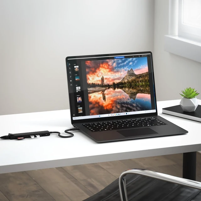 Alt view image 2 of 7 - Satechi 7-in-1 USB-C Hub with Ethernet, 4K/60Hz HDMI, Space Gray
USB hub, 100W PD Charging, 2X USB-A Data Ports, Micro/SD Card Readers, for MacBook Air/Pro/Neo, iPad Air/Pro, Windows Black - Slim PLUS