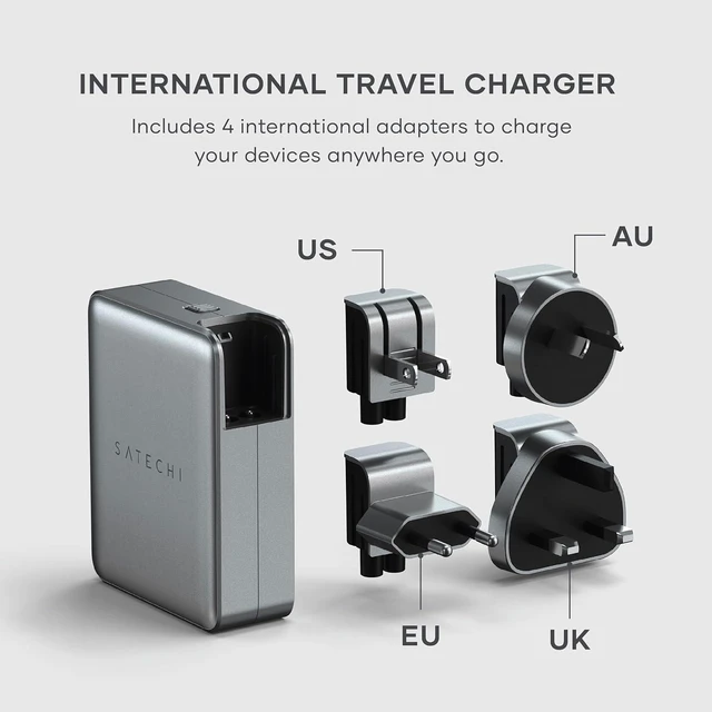 Alt view image 2 of 7 - Satechi 145W 4-Port GaN Travel Charger, USB-C PD 3.1 Fast Charging
Works with MacBook Air/Pro/Neo, iPad Air/Pro, iPhone 12-18, Android, Windows