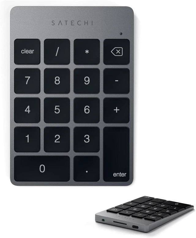 Main image of Satechi Slim Aluminum Bluetooth Keypad, USB-C Rechargeable, Space Gray
18-Key Wireless Number Pad, for MacBook, iMac, iPad, PC, and Laptops