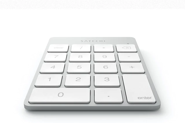 Alt view image 4 of 6 - Satechi Slim Aluminum Bluetooth Keypad, USB-C Rechargeable, Space Gray
18-Key Wireless Number Pad, for MacBook, iMac, iPad, PC, and Laptops Silver Micro USB