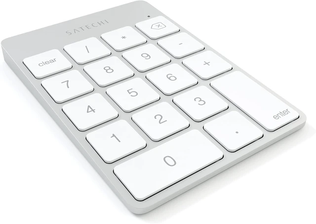 Alt view image 3 of 6 - Satechi Slim Aluminum Bluetooth Keypad, USB-C Rechargeable, Space Gray
18-Key Wireless Number Pad, for MacBook, iMac, iPad, PC, and Laptops Silver Micro USB
