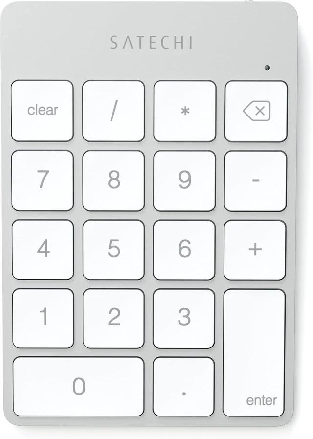 Main image of Satechi Slim Aluminum Bluetooth Keypad, USB-C Rechargeable, Space Gray
18-Key Wireless Number Pad, for MacBook, iMac, iPad, PC, and Laptops Silver Micro USB