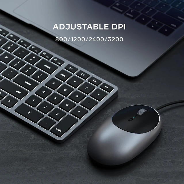 Alt view image 2 of 6 - Satechi Aluminum C1 Wired USB-C Mouse, Optical Sensor, Space Gray
Compact design, for MacBook, iPad, iPad mini, Mac mini, iMac