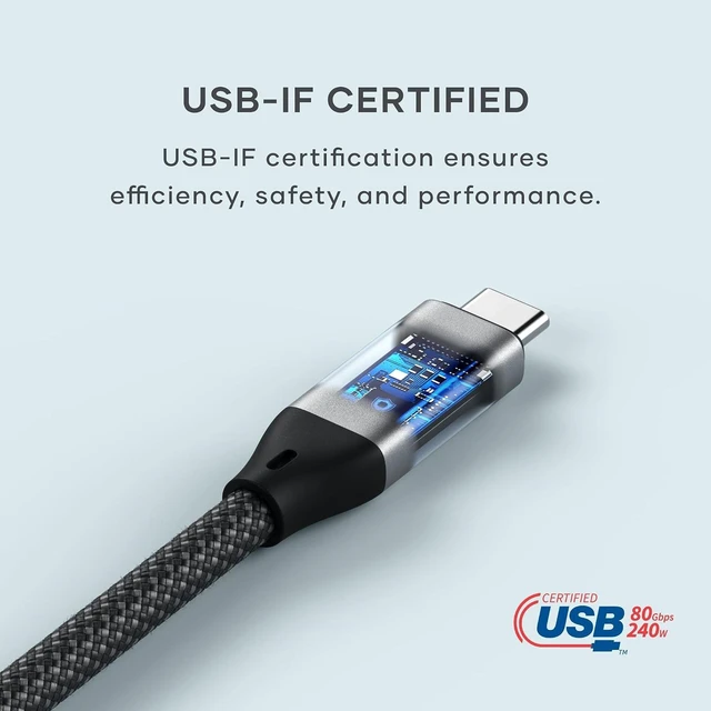 Alt view image 7 of 7 - Satechi USB4 V2 Pro Cable, 240W Charging, Up to 120Gbps Data Transfer
1.2 m/3.9 ft length, up to 120 Gbps data transfer, 8K display support, Thunderbolt 5/4/3 compatible, for MacBook, Windows