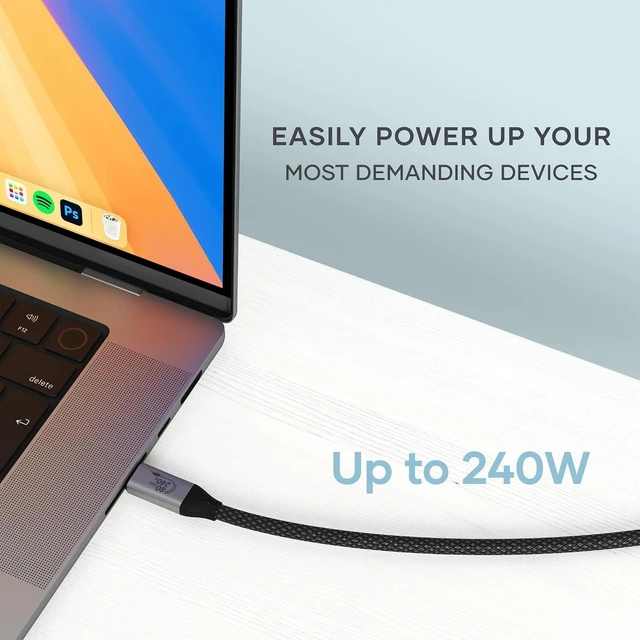 Alt view image 2 of 7 - Satechi USB4 V2 Pro Cable, 240W Charging, Up to 120Gbps Data Transfer
1.2 m/3.9 ft length, up to 120 Gbps data transfer, 8K display support, Thunderbolt 5/4/3 compatible, for MacBook, Windows