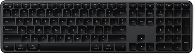 Main image of Satechi Slim EX3 Wireless Keyboard, Bluetooth & 2.4 GHz, Space Black
Full-size with numpad, instant OS key remap, rechargeable battery, for macOS, Windows, Android