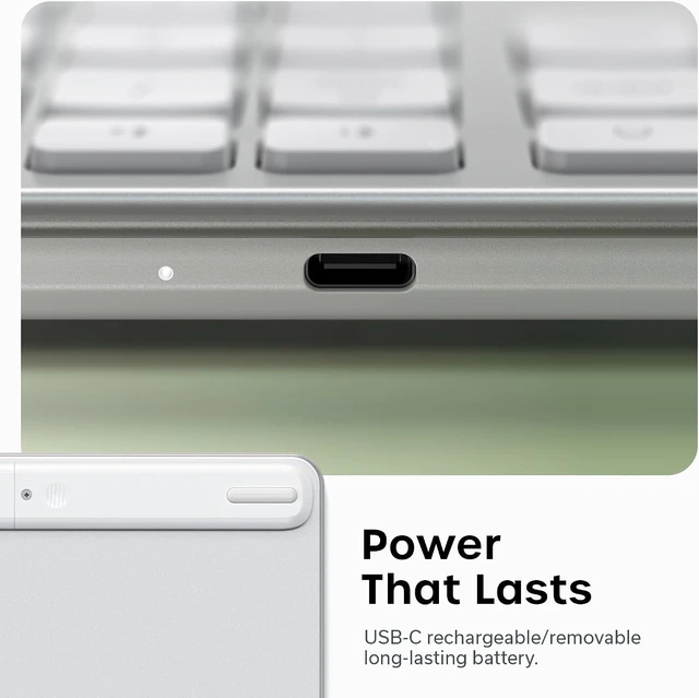 Alt view image 5 of 7 - Satechi Slim EX3 Wireless Keyboard, Bluetooth & 2.4 GHz, Space Black
Full-size with numpad, instant OS key remap, rechargeable battery, for macOS, Windows, Android Silver
