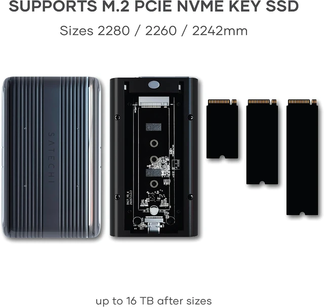 Alt view image 4 of 6 - Satechi USB4 NVMe SSD Pro Enclosure, 40Gbps Transfer, Up to 16TB Capacity
Up to 16TB capacity, aluminum housing, polycarbonate casing, fits 2280/2260/2242/2230mm drives (drive not included)
