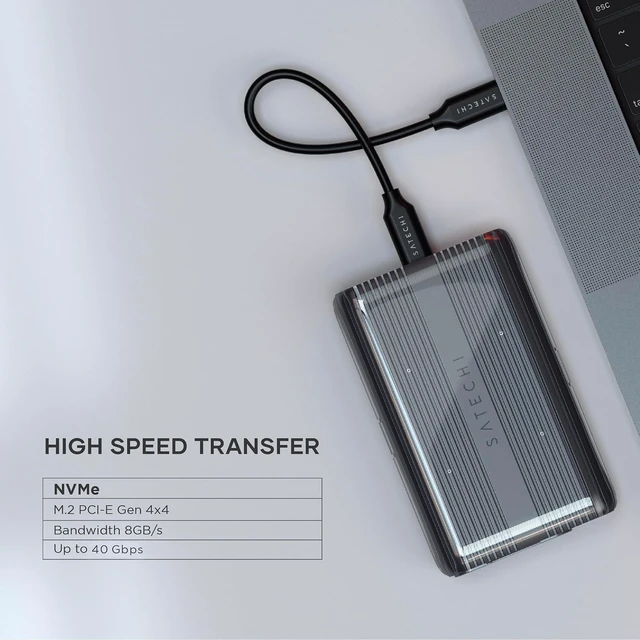 Alt view image 5 of 6 - Satechi USB4 NVMe SSD Pro Enclosure, 40Gbps Transfer, Up to 16TB Capacity
Up to 16TB capacity, aluminum housing, polycarbonate casing, fits 2280/2260/2242/2230mm drives (drive not included)