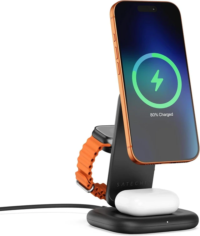Main image of Satechi 3-in-1 Qi2 Foldable Stand, Wireless Charging Station, Space Black
25W Magnetic Charging, 45W USB-C adapter included, for iPhone 18, Apple Watch Series 12, AirPods