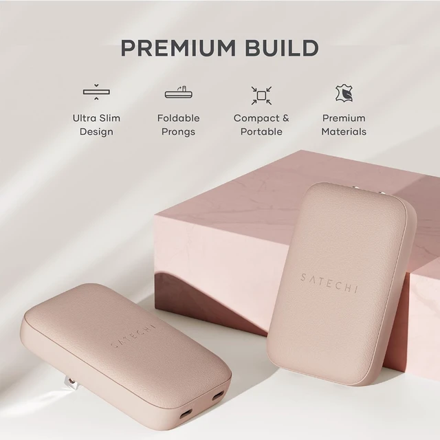 Alt view image 7 of 7 - Satechi OntheGo 67W GaN Wall Charger, PD 3.0 + PPS, Dual USB-C Ports, Black
Dual USB-C ports, 45W+20W split-charging mode, fits MacBook, iPad, iPhone 18, Galaxy, Pixel, Steam Deck Desert Rose