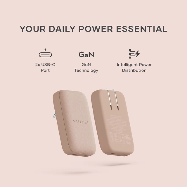 Alt view image 4 of 7 - Satechi OntheGo 67W GaN Wall Charger, PD 3.0 + PPS, Dual USB-C Ports, Black
Dual USB-C ports, 45W+20W split-charging mode, fits MacBook, iPad, iPhone 18, Galaxy, Pixel, Steam Deck Desert Rose