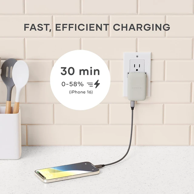 Alt view image 4 of 7 - Satechi OntheGo 67W GaN Wall Charger, PD 3.0 + PPS, Dual USB-C Ports, Black
Dual USB-C ports, 45W+20W split-charging mode, fits MacBook, iPad, iPhone 18, Galaxy, Pixel, Steam Deck Sand