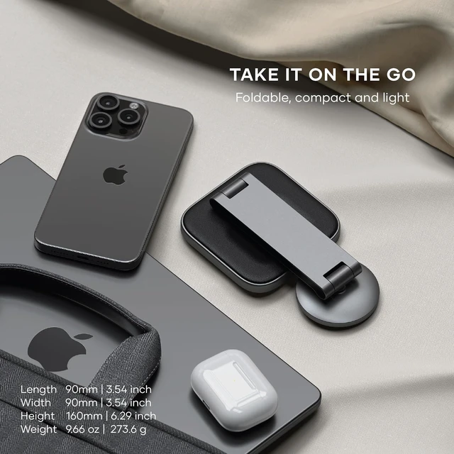 Alt view image 3 of 6 - Satechi 2-in-1 Qi2 Wireless Charger, 15W Magnetic Charging
Foldable travel stand, fits iPhone 12-18, AirPods Pro