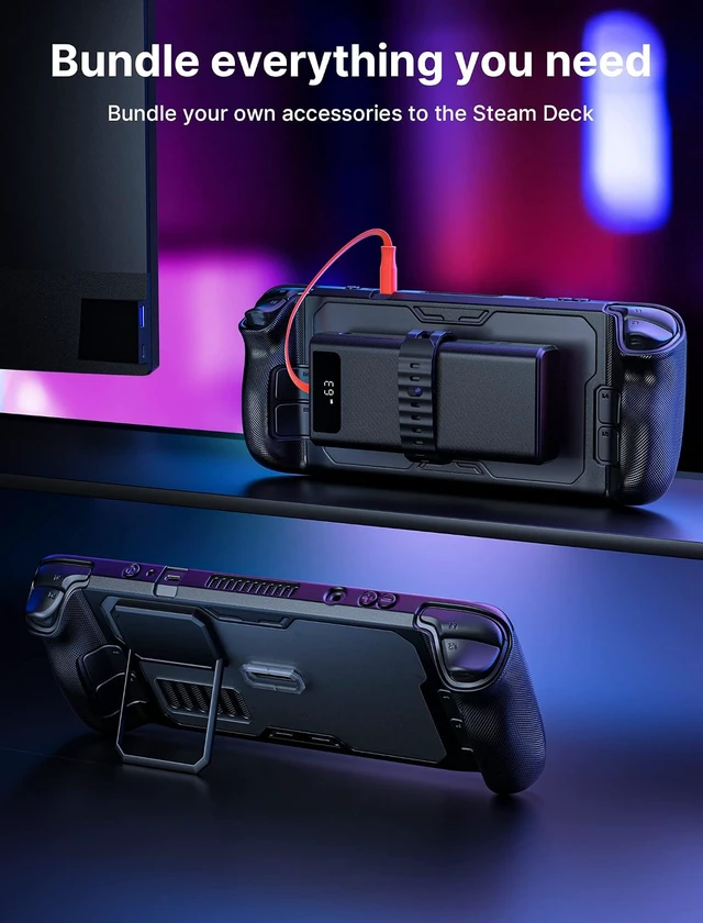 Alt view image 5 of 7 - JSAUX PC0104 ModCase Compatible with Steam Deck, Steam Deck Case Comprehensive Protection Include Detachable Front Shell, Body Protective Shell, Metal Bracket and Strap - Basic Set
