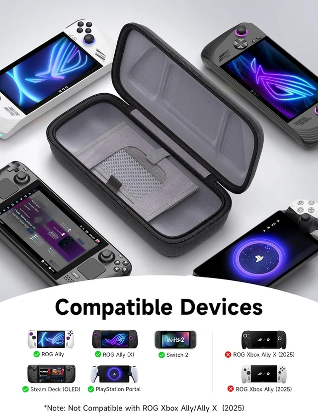 Alt view image 2 of 5 - JSAUX Carrying Case for Steam Deck/ROG Ally, Hard Shell Travel Case
Large-capacity Storage, Fits Charger and Dock, Portable Case for Steam Deck OLED