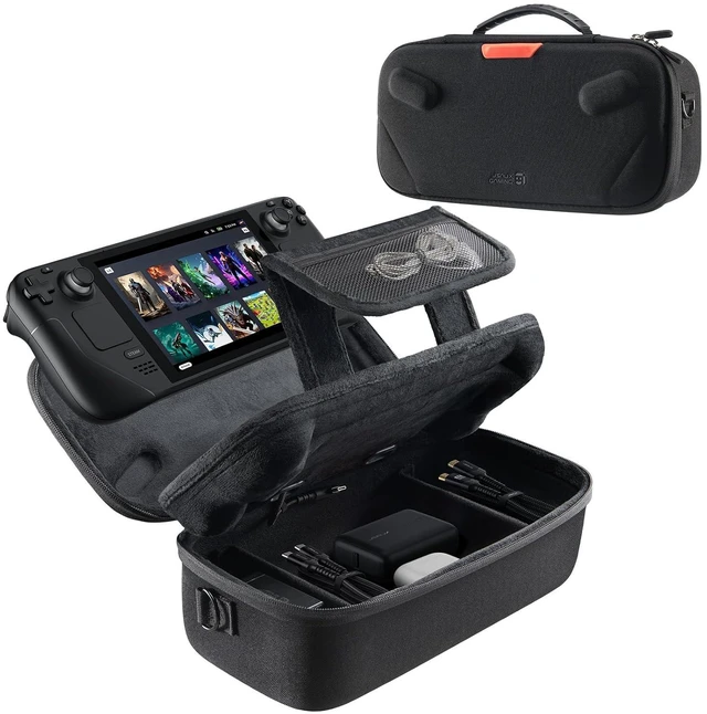 Main image of JSAUX Carrying Case for Steam Deck/Steam Deck OLED, Hard Shell Travel Case
Dual-layer Storage, USB C Cable Included, Built-in Cable Port, Fits Charger and Accessories