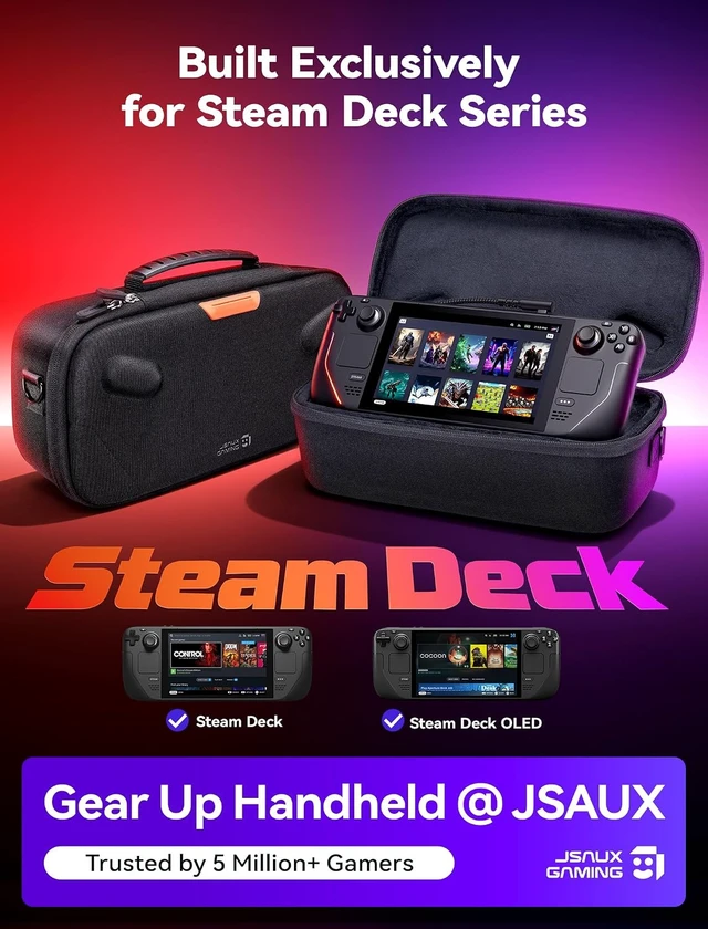 Alt view image 6 of 7 - JSAUX Carrying Case for Steam Deck/Steam Deck OLED, Hard Shell Travel Case
Dual-layer Storage, USB C Cable Included, Built-in Cable Port, Fits Charger and Accessories