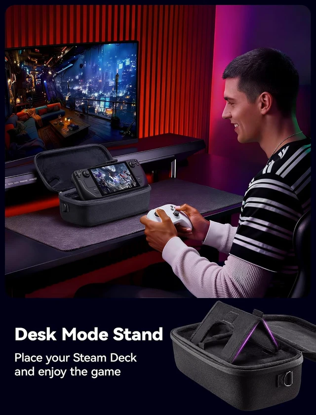 Alt view image 3 of 7 - JSAUX Carrying Case for Steam Deck/Steam Deck OLED, Hard Shell Travel Case
Dual-layer Storage, USB C Cable Included, Built-in Cable Port, Fits Charger and Accessories