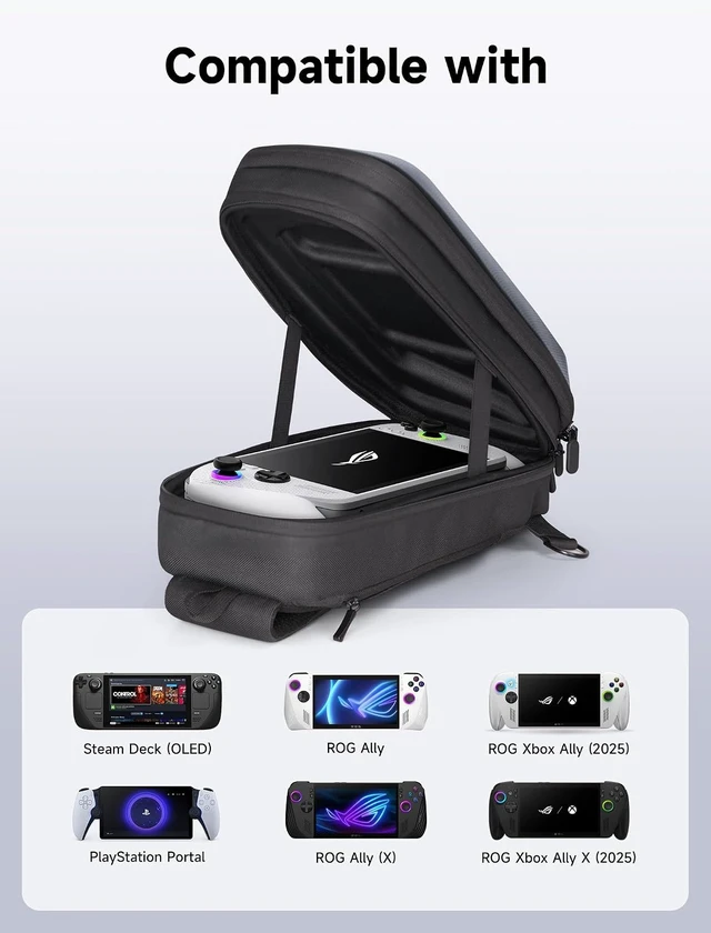 Alt view image 6 of 7 - JSAUX Sling Bag for Steam Deck/ROG Xbox Ally X, Crossbody Travel Case
Double-layer Storage, EVA Hard Shell, Fits Docking Station and Accessories