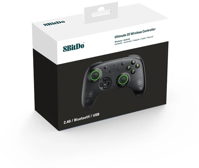 Alt view image 7 of 7 - 8Bitdo Ultimate 2C Wireless Controller for Windows PC and Android, with 1000 Hz Polling Rate, Hall Effect Joysticks and Triggers, and Remappable L4/R4 Bumpers (Transparent Black)