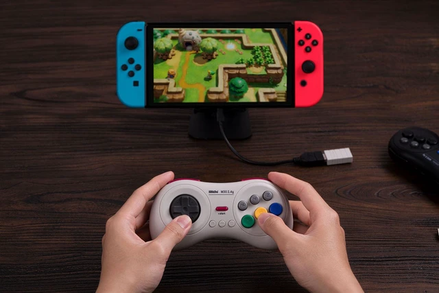 Alt view image 3 of 7 - 8Bitdo M30 2.4G Wireless Gamepad for Sega Genesis Mini and Mega Drive Mini and Switch with 6-Button Layout (White)