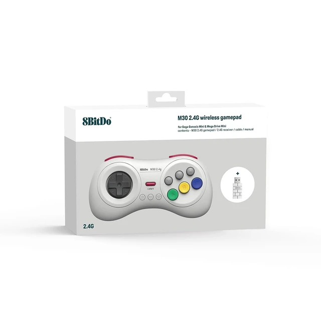 Alt view image 4 of 7 - 8Bitdo M30 2.4G Wireless Gamepad for Sega Genesis Mini and Mega Drive Mini and Switch with 6-Button Layout (White)