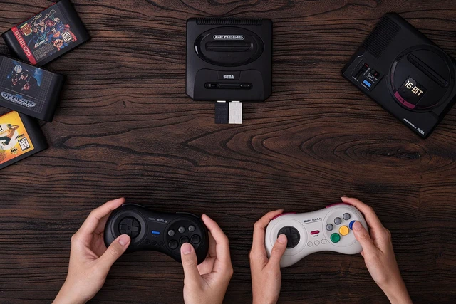 Alt view image 2 of 7 - 8Bitdo M30 2.4G Wireless Gamepad for Sega Genesis Mini and Mega Drive Mini and Switch with 6-Button Layout (White)
