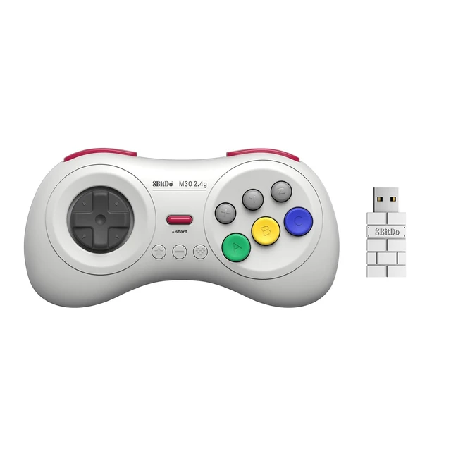 Alt view image 7 of 7 - 8Bitdo M30 2.4G Wireless Gamepad for Sega Genesis Mini and Mega Drive Mini and Switch with 6-Button Layout (White)